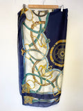 BRAND NEW DESIGN FASHION 100% SILK NAVY,GREEN,GOLD & IVORY LONG SCARF