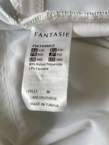 FANTASIE WHITE & MULTI COLOURED FLORAL PRINT TANKINI  SIZE 34D /M