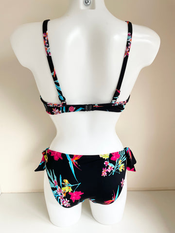 LEPEL BLACK & MULTI COLOUR FLORAL PRINT BIKINI SIZE 32 C /10