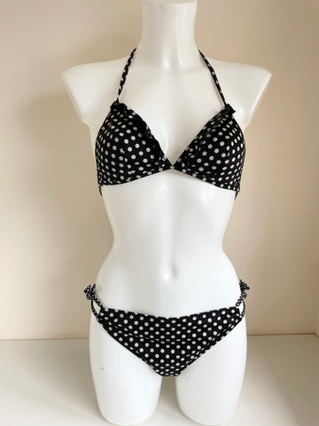 PAUL SMITH BLACK & WHITE SPOT HALTER NECK BIKINI SIZE APPROX UK 8