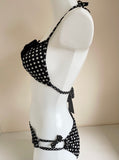 PAUL SMITH BLACK & WHITE SPOT HALTER NECK BIKINI SIZE APPROX UK 8