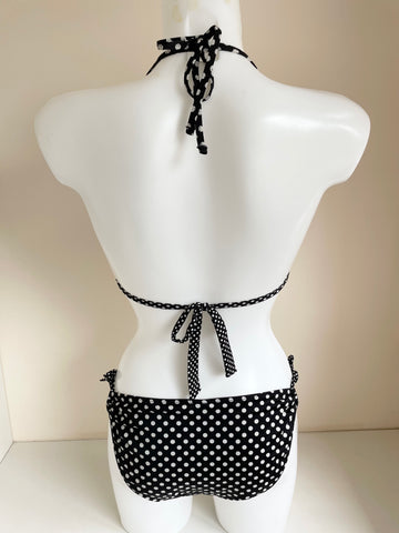 PAUL SMITH BLACK & WHITE SPOT HALTER NECK BIKINI SIZE APPROX UK 8