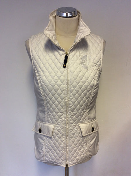 MUSTO WHITE ZIP UP GILET SIZE 10