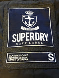 SUPERDRY NAVY LABEL DARK GREY WOOL BLEND CLASSIC P COAT SIZE S