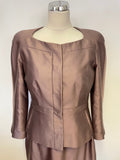 LK BENNETT BRONZE SILK & COTTON BLEND BELTED PENCIL DRESS & JACKET SUIT SIZE 12