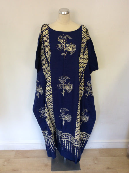 COOL KAFTAN BLUE PRINT LONG COTTON KAFTAN ONE SIZE