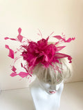 LK BENNETT NANCY PINK FEATHER FASCINATOR ON HEADBAND