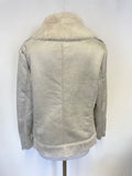 MINT VELVET LIGHT GREY FAUX FUR TRIM AVIATOR JACKET  SIZE 14