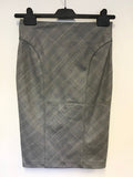 TED BAKER BLUE & GREY CHECK TAILORED JACKET & PENCIL SKIRT SUIT SIZE 2 UK 10