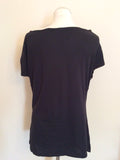 NICOLE FARHI BLACK DRAPED FRONT CAP SLEEVE TOP SIZE XL