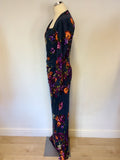 MANGO BLUE FLORAL PRINT LONG SLEEVE MAXI DRESS SIZE XL