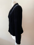 PER UNA BLACK VELVET BUTTON FASTEN FITTED JACKET SIZE 14