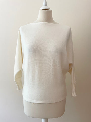 BRAND NEW PURE COLLECTION IVORY 100% CASHMERE BATWING JUMPER SIZE 8