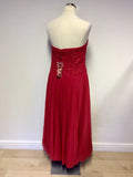 BRAND NEW MONSOON RED SEQUINNED NET OVERLAY EVENING DRESS SIZE 18