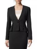 LK BENNETT ERES BLACK COLLARLESS TAILORED JACKET & SKIRT SUIT SIZE 10