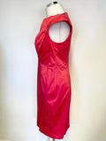 LINEA CORAL PINK SHAPED NECKLINE CAP SLEEVE PENCIL DRESS SIZE 12