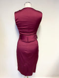 KAREN MILLEN CLARET RED SLEEVELESS OCCASION PENCIL DRESS SIZE 10