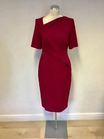 LK BENNETT SASKIA DEEP ROSE SHORT SLEEVE PENCIL DRESS SIZE 12