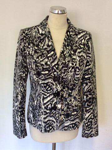 OSCAR B BLACK,GREY & IVORY PRINT JACKET SIZE 12