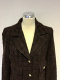 GERARD DAREL BROWN WOOL BLEND KNEE LENGTH COAT SIZE 42 UK 14