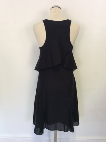 WHISTLES BLACK COTTON & SILK SLEEVELESS DRESS SIZE 8