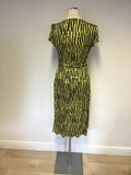 LK Bennett Brown & Lime Green Silk Wrap Dress Size 12