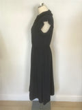 ALICE BY TEMPERLEY NAVY BLUE SLEEVELESS FRILL TRIM MIDI TEA DRESS SIZE 12