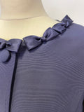 LK BENNETT NAVY BLUE BOW TRIM COTTON & SILK PENCIL DRESS & JACKET SUIT SIZE 10