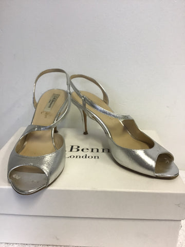 LK BENNETT SILVER LEATHER STRAPPY SANDALS SIZE 6/39