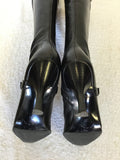 JANE SHILTON BLACK LEATHER BUCKLE TRIM KNEE HIGH BOOTS SIZE 5/38