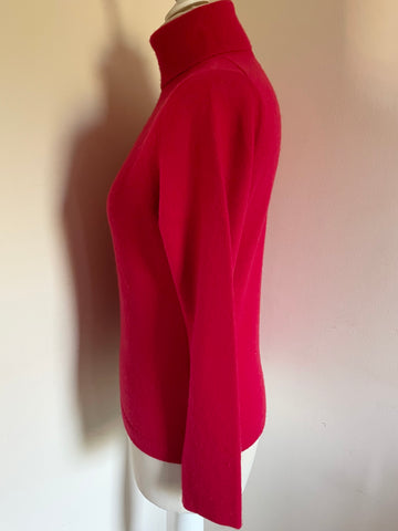 PURE COLLECTION RED 100% CASHMERE POLO NECK JUMPER SIZE UK 10/12