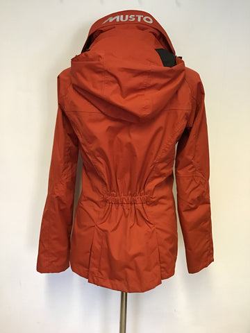 MUSTO BR1 DARK ORANGE CONCEALED HOOD ZIP UP JACKET SIZE 8