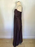 MONSOON BROWN COTTON & SILK LONG EVENING DRESS/ BALL GOWN SIZE 12