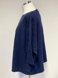 GARNET HILL NAVY BLUE 100% CASHMERE OVERSIZE BATWING SLEEVE JUMPER SIZE S