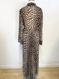 GANNI BROWN LEOPARD PRINT LONG SLEEVE WRAP DRESS SIZE 40 UK 12