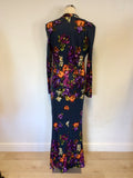 MANGO BLUE FLORAL PRINT LONG SLEEVE MAXI DRESS SIZE XL