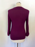 HOBBS CRANBERRY FINE KNIT SCOOP NECK TOP SIZE 12