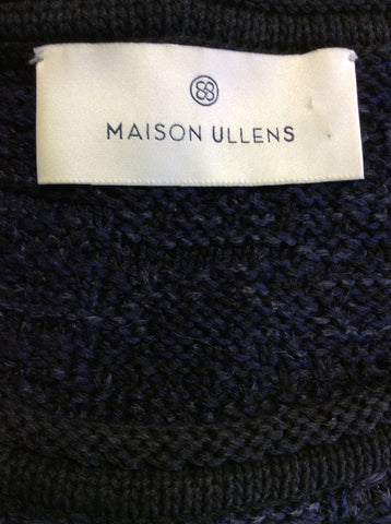 DESIGNER MAISON ULLENS BLACK & WHITE WEAVE KNIT SHIFT DRESS SIZE M