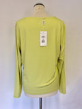 BRAND NEW ARTIGIANO LIME GREEN SMART ITALIAN SCOOP NECK JERSEY TOP SIZE 18