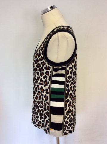 MARCCAIN SPORTS LEOPARD PRINT SLEEVELESS VEST TOP SIZE N6 UK 18/20