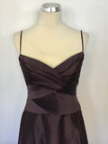 MONSOON BROWN COTTON & SILK LONG EVENING DRESS/ BALL GOWN SIZE 12