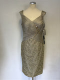 BRAND NEW MASCARA PALE GOLD & LACE PENCIL DRESS & BOLERO JACKET SIZE 12