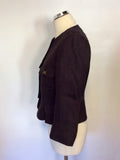 HOBBS DARK BROWN LINEN BLEND JACKET SIZE 10