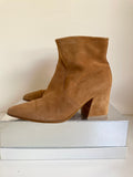 MODERN RARITY CAMEL SUEDE ANKLE BOOTS SIZE 4/37