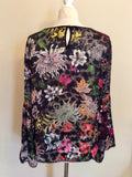 BRAND NEW MARCCAIN BLACK FLORAL PRINT SILK BLEND TOP SIZE N4 UK 14/16