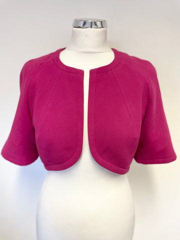 LK BENNETT CERISE PINK SHORT SLEEVED BOLERO JACKET SIZE 10