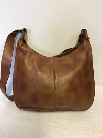 PIKOLINOS CHESTNUT BROWN LEATHER SHOULDER BAG