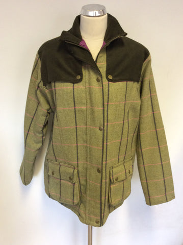 BRAND NEW RYDALE BRAMHAM GREEN & PINK CHECK TWEED WOOL BLEND JACKET SIZE 18