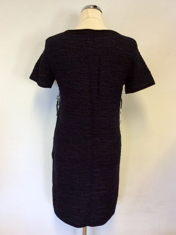 DESIGNER MAISON ULLENS BLACK & WHITE WEAVE KNIT SHIFT DRESS SIZE M