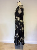 JACQUES VERT BLACK & SILVER FLORAL PRINT TOP & SKIRT SIZE 14/16